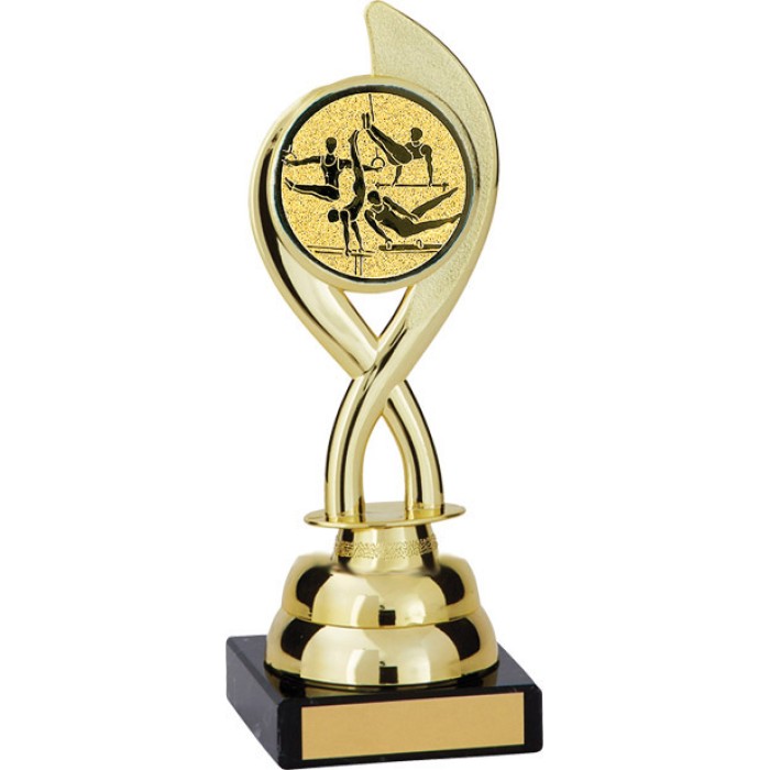  8'' SWIRL PLASTIC GYMNASTICS TROPHY - CHOICE OF CENTRE 